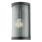 ANUND 1LT WALL LIGHT BLACK CLEAR RIBBED GLASS IP44 image