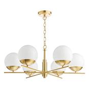 BOMBAZINE 6LT PENDANT NATURAL BRASS CW GLS SHDS