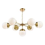 BOMBAZINE 7LT PENDANT NATURAL BRASS CW GL SHDS