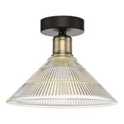 BOYD 1LT FLUSH ANTIQUE BRASS BLACK GLASS