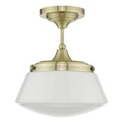CADEN 1LT SEMI FLUSH ANT BRA/ OPAL IP44