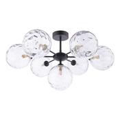 COHEN 7LT SEMI FLUSH MATT BLACK CW CLEAR GLS 150MM