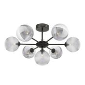 COHEN 7LT SEMI FLUSH MATT BLACK CW SMOKED/CLR GLS