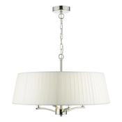 CRISTIN 4LT PENDANT POL NICKEL CW IVORY RIBBON SHD