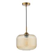 DEMARIUS 1LT PENDANT BRASS AMBER GLASS