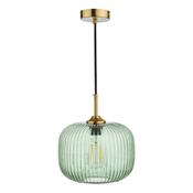 DEMARIUS 1LT PENDANT GREEN GLASS AND BRONZE