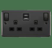 2G 13A SW SKT 4.2A A&amp;C USB INGOT DPBN BK