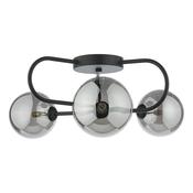 EISSA 3LT SEMI FLUSH MATT BLACK MIRROR SMOKED GLAS