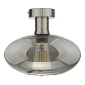 EMERSON 1LT SEMI FLUSH ANTIQUE CHROME CW SMOKED GL image