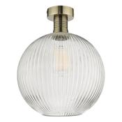 EMERSON 1LT SEMI FLUSH ANTIQUE BRASS CW ROUND RIBB