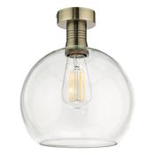 EMERSON 1LT SEMI FLUSH ANTIQUE BRASS CW ROUND CLEA