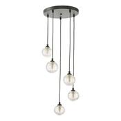 FEDERICO 5LT CLUSTER BLACK CW CLEAR RIBBED GLASS