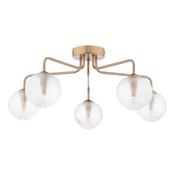 FEYA 5LT SEMI FLUSH BRONZE CW CLEAR RIBBED GLS