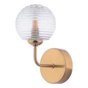 FEYA 1LT WALL LIGHT BRONZE CW CLEAR RIBBED GLS