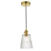 HADANO 1LT SUSPENSION BRASS WITH CLEAR RIBBED SHD
