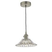 HADANO 1LT SUSPENSION ANT CHR WITH CLEAR FLARED SH