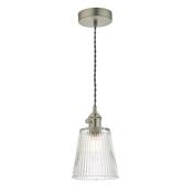 HADANO 1LT SUSPENSION ANT CHR WITH CLEAR RIBBED SH