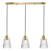 HADANO 3LT SUSPENSION BRASS WITH CLEAR RIBBED SHDS image