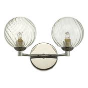IZZY 2LT WALL LIGHT POL CHR CW TWISTED GLS