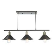 JALEN 3LT BAR PENDANT GRAPHITE ANTIQUE BRASS