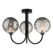 JARED 3LT SEMI FLUSH BLACK CW SMOKED GLS 150MM image