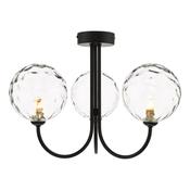 JARED 3LT SEMI FLUSH BLACK CW CLEAR GLS 150MM image