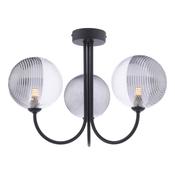 JARED 3LT SEMI FLUSH BLACK CW SMOKED/CLR GLS 150MM
