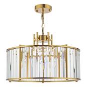 KIRAN 5LT PENDANT NATURAL BRASS &amp; CLEAR GLS