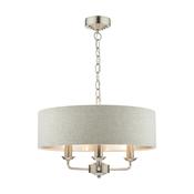 Laura Ashley Sorrento 3 Light Pendant Satin Nickel With Natural Shade image