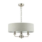 Laura Ashley Sorrento 3 Light Pendant Satin Nickel With Natural Shade image