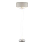 Laura Ashley Sorrento 3 Light Floor Lamp Satin Nickel With Natural Shade image