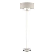 Laura Ashley Sorrento 3 Light Floor Lamp Satin Nickel With Natural Shade image
