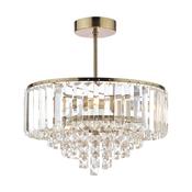 Laura Ashley Vienna 3lt Semi Flush Crystal &amp; Antique Brass image