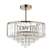 Laura Ashley Vienna 3lt Semi Flush Crystal &amp; Antique Brass image