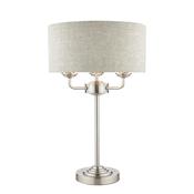 Laura Ashley Sorrento 3 Light Table Lamp Satin Nickel With Natural Shade image