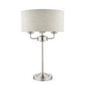 Laura Ashley Sorrento 3 Light Table Lamp Satin Nickel With Natural Shade image