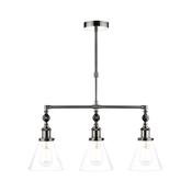 Laura Ashley Isaac 3lt Bar Pendant Satin Nickel Glass image