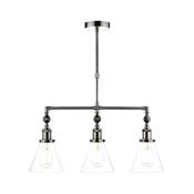 Laura Ashley Isaac 3lt Bar Pendant Satin Nickel Glass image