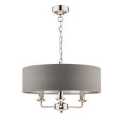 Laura Ashley Sorrento 3 Light Chadelier Polished Nickel With Charcoal Grey Shade image