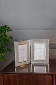 4" X 6" Double Photo Frame Polished Silver &amp; Charcoal image