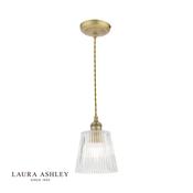 Laura Ashley Callaghan Pendant Antique Brass Ribbed Glass image