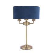 Laura Ashley Sorrento 3 Light Table Lamp Antique Brass &amp; Blue Shade image