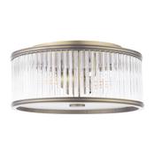 Laura Ashley Sutton 2 Light Flush Matt Antique Brass and Ribbed Glass