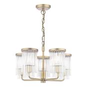 Laura Ashley Hilcote 5 Light Armed Pendant Matt Antique Brass and Glass image