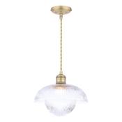 Laura Ashley Billham Pendant Matt Antique Brass and Ribbed Glass image