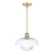 Laura Ashley Billham Pendant Matt Antique Brass and Ribbed Glass image