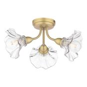 Laura Ashley Kerswell 3 Light Semi-Flush Matt Antique Brass and Glass image