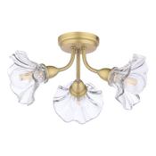 Laura Ashley Kerswell 3 Light Semi-Flush Matt Antique Brass and Glass image