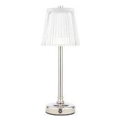 Laura Ashley Callaghan Rechargeable Table Lamp Polished Nickel and Ribbed Glass LED image