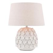 Laura Ashley Ingham Table Lamp White Ceramic and Brushed Silver With Shade image